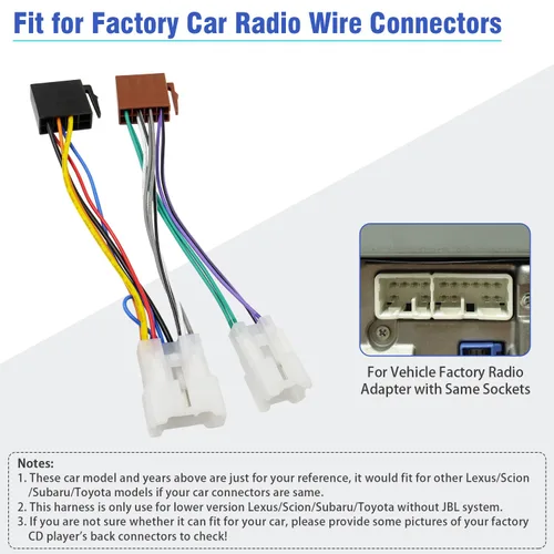 Vista 3 de Arnés de cableado ISO Compatible con Toyota Subaru Lexus Scion Adaptador Conector Enchufe de Cable de Radio Estéreo de Coche