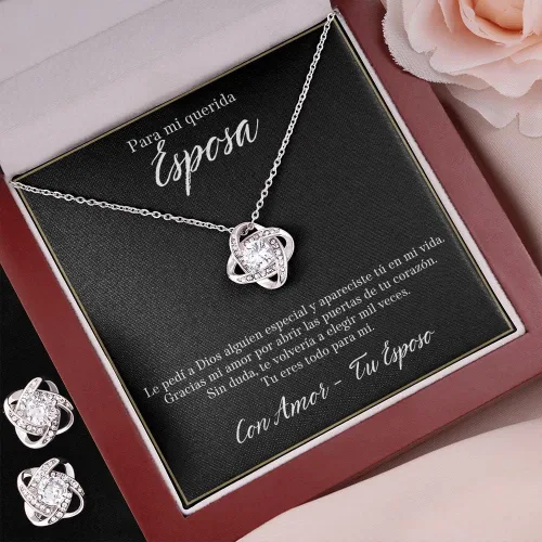 Vista 8 de Set de regalo Aros y Collar Joyas para Mujer Regalo para Esposa de Aniversario Dia De Los Enamorados, Regalo Para Novia San Valetine Regalo Joyeria