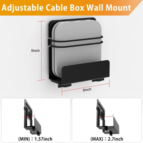 Vista 2 de Soporte de caja de cable, soporte para módem, soporte de pared ajustable para caja de cables para dispositivos pequeños y anchos, compatible
