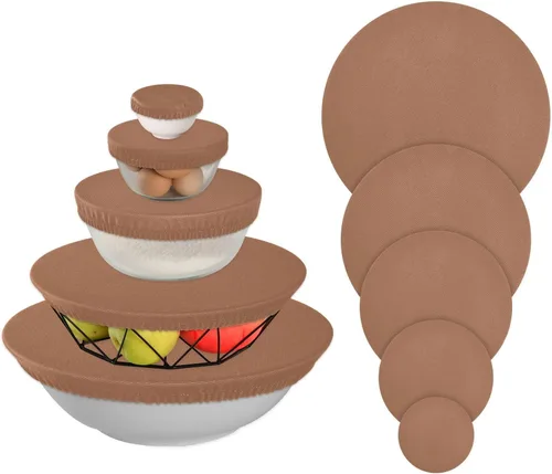 Vista 23 de 5 fundas elásticas reutilizables para cuencos de almacenamiento de alimentos, tapas de tela elástica con 5 tamaños diferentes, resistentes al calor