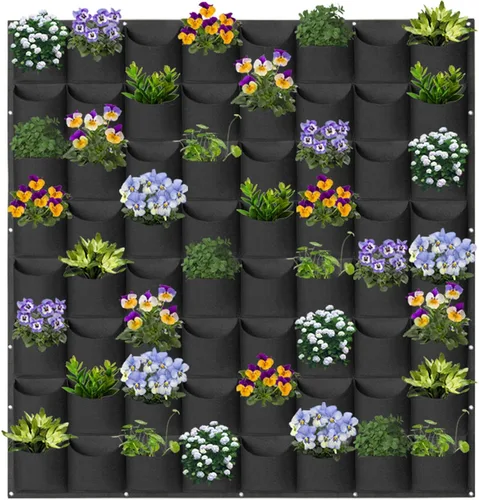 Vista 15 de Bolsas colgantes para macetas con 12 bolsillos, bolsas de cultivo verticales para colgar en la pared, macetas de jardín de hierbas para interiores
