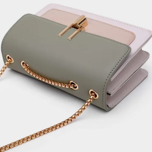 Vista 4 de Bolsos cruzados de cuero con bloques de color para mujer, bolsos cruzados de cuero, bolsos de diseñador lindos, bolso de hombro, tamaño mediano
