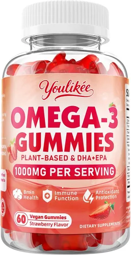 Vista 8 de Gomitas veganas Omega-3 de 1000 mg, alternativa al aceite de pescado Omega 3 para adultos, DHA a base de plantas de 460 mg y EPA 230 mg con vitamina