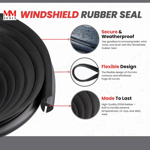 Vista 4 de Seal Rubber Moldeo universal de goma para parabrisas (5 pies, negro, EPDM)