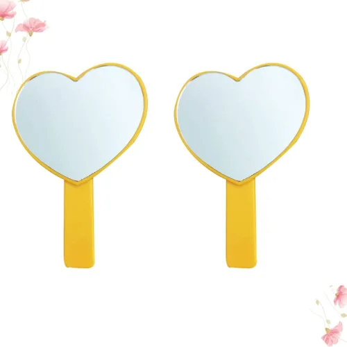 Vista 8 de LALAFINA 2 piezas de mango de espejo de maquillaje princesa para mujer, cartera de mano, espejo de corazón con asa, mango de espejo de peluquería