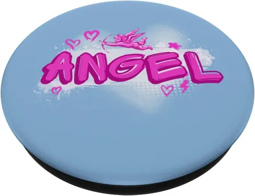 Vista 2 de Angel y2k Aesthetic 2000s Millennial Nostalgia Pink Graffiti PopSockets intercambiables PopGrip