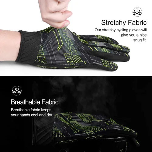 Vista 2 de INBIKE Guantes de ciclismo para hombres y mujeres, guantes de ciclismo acolchados de gel con memoria que absorben los golpes, guantes de ciclismo