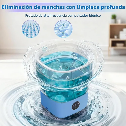 Vista 5 de Lavandería portátil, lavadora y secadora plegable de 16 litros con 3 modos de limpieza profunda, adecuada para ropa pequeña, mini máquina