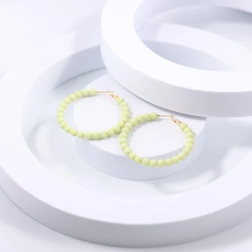 Vista 4 de XGALBLA Pendientes de aro redondos con cuentas redondas para mujer, aretes colgantes bohemios