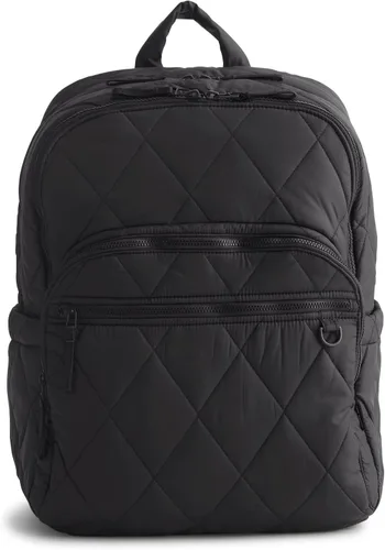 Vista 7 de Vera Bradley para mujer Bancroft Mochila grande de peso ligero, Negro, Tamaño único
