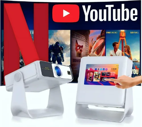 Vista 10 de Proyector con soporte 4K con WiFi y Bluetooth, Proyector inteligente portátil al aire con pantalla táctil, enfoque automático y control táctil