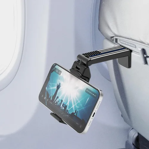 Vista 7 de Accesorios de viaje, bandeja universal para el respaldo del asiento, soporte de clip para teléfono manos libres, tamaño de bolsillo ajustable