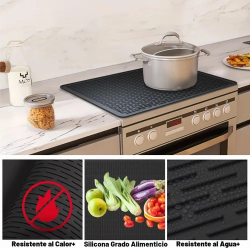 Vista 3 de Cubierta superior de estufa para estufa eléctrica, alfombrilla de estufa de silicona para estufa de vidrio, protector de placa de cocina