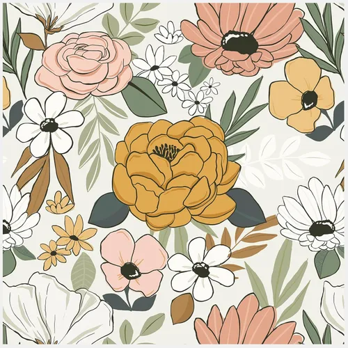Vista 10 de HAOKHOME Papel pintado vintage grande floral de despegar y pegar, extraíble, hojas de margarita, negro/arena/oliva, vinilo autoadhesivo, mural, 17.7