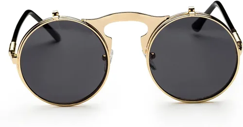 Vista 3 de Dollger Gafas de sol redondas para hombres y mujeres, estilo retro steampunk de los años 90