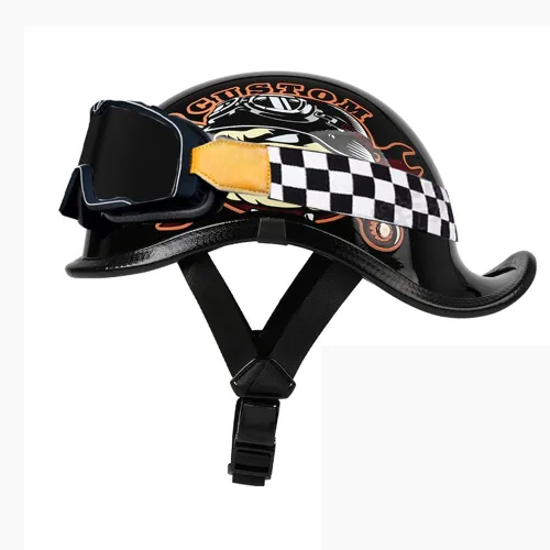 Vista 26 de Medio casco de motocicleta vintage, aprobado por el DOT, para adultos, casco convertible vintage para scooters, ciclomotores, cascos de motocicleta