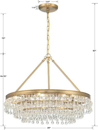 Vista 6 de Crystorama Calypso - Lámpara de araña dorada vibrante con forma de lágrima de cristal de 25 pulgadas