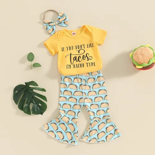 Vista 115 de Sejardin Ropa de verano para bebé y niña, recién nacida, manga corta, con letras, mameluco elástico con diadema