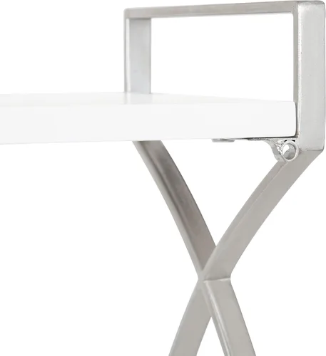 Vista 7 de Kate and Laurel Arietta Modern Glam - Estantería de madera y metal de 3 niveles, 18 x 7 x 28 pulgadas, blanco y plateado; almacenamiento