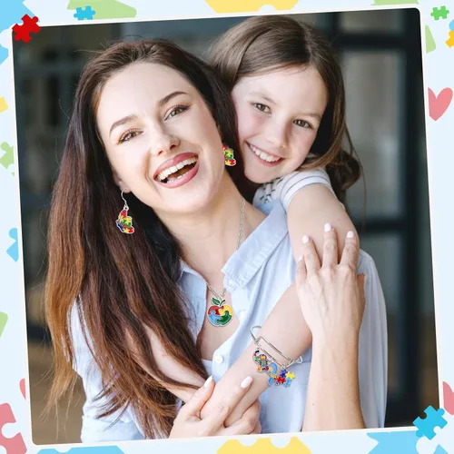 Vista 4 de MARFOREVER 40 piezas/20 pares de dijes de conciencia sobre el autismo