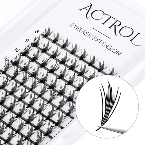 Vista 4 de ACTROL Pestañas de anime con forma de pluma, extensiones de racimo de pestañas naturales de manga individual