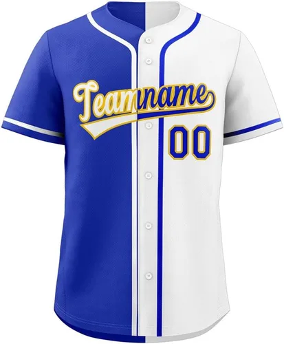 Vista 20 de Camiseta de béisbol dividida personalizada con botones y número de nombre cosido personalizado para hombres/mujeres/niños