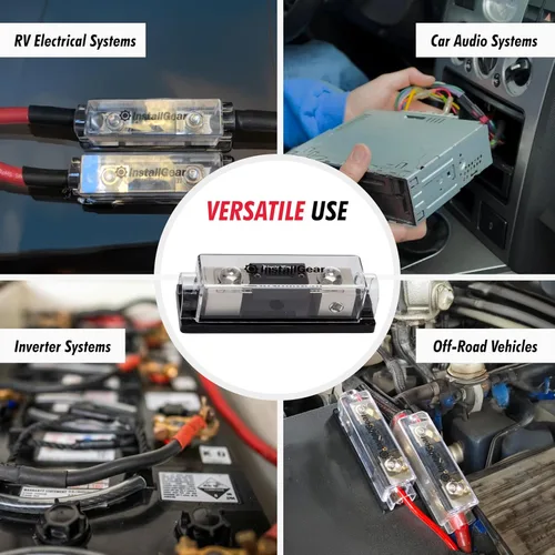 Vista 6 de InstallGear - Bloque de fusibles con portafusibles ANL y cubierta transparente - Fusibles de 300 amperios para protección segura del circuito - Caja
