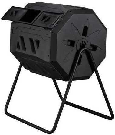 Vista 2 de Contenedor grande de compostaje giratorio de doble puerta de 42 galones para jardinería al aire libre, cuidado del césped, contenedor grande