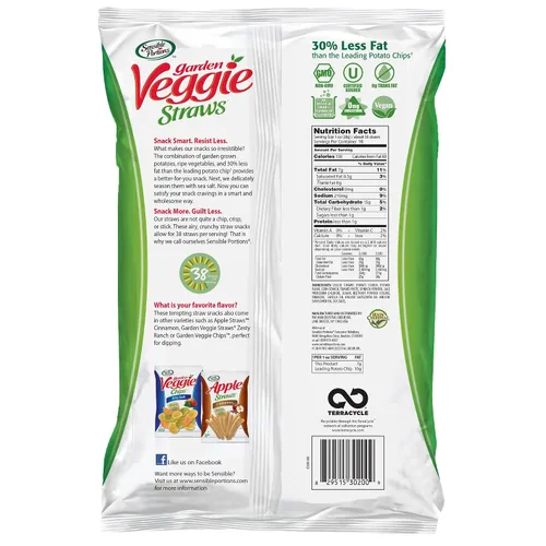 Vista 2 de Sensible Portions Garden Veggie Pajitas, sal marina, 16 onzas (paquete de 6)