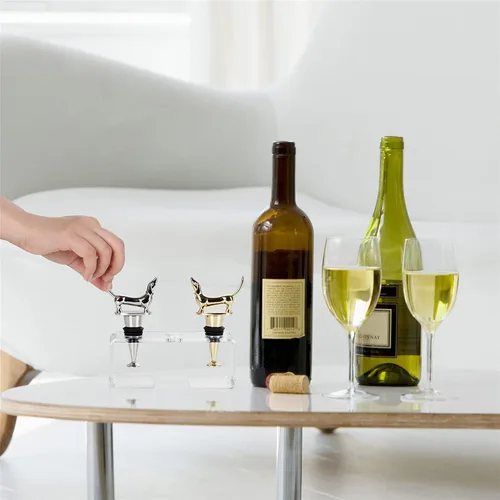 Vista 5 de Tapón decorativo para botella de vino de perro salchicha, tapón de vino para regalo, bonito tapón de vino, accesorios únicos para vino