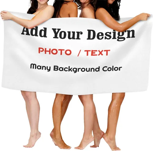 Vista 6 de Toalla de playa personalizada con tu foto/texto para adultos, adolescentes, mujeres, hombres, niños, niñas, toallas de microfibra suave y absorbente