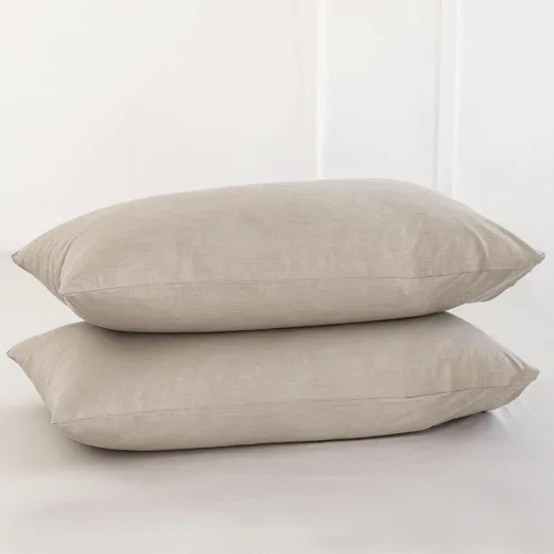 Vista 49 de MooMee Juego de 2 fundas de almohada de cuadros 100% algodón lavado con textura parecida al lino, transpirable, duradera, suave y cómoda