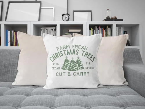 Vista 4 de Fundas de almohada verdes de árboles de Navidad de 18 x 18 pulgadas para sofá, habitación, decoración fresca de granja