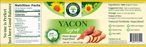Vista 2 de Good Balance Health Yacon Jarabe Edulcorante natural Sustituto del azúcar Bajo índice glucémico, jarabe bajo en calorías Prebióticos
