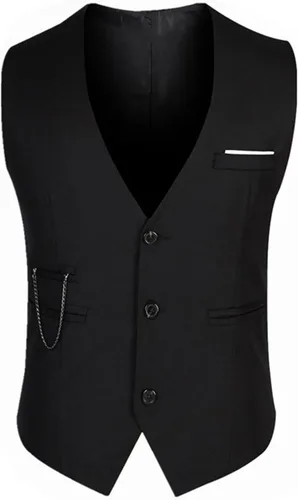 Vista 3 de ERZTIAY Vestido formal para hombre, de negocios, ajustado, sin mangas, chaleco