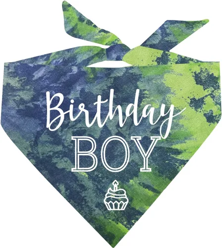 Vista 7 de Bandana de cumpleaños para niño con cupcakes para perro, 100% algodón, fabricada en Estados Unidos, cumpleaños, Pawty, tema de fiesta, suministros