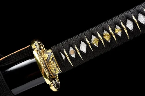 Vista 6 de Espada Katana Tradicional Forjada a Mano con Templado de Calor/Arcilla Verdaderas Katanas de Acero al Carbono 1060/1095 T10, Afilar, Espiga