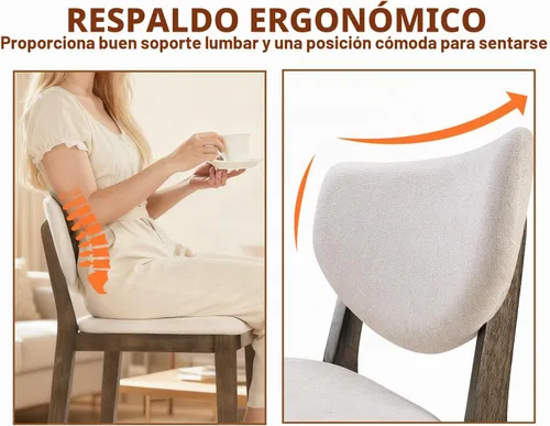 Vista 4 de PrimeZone - Juego de 2 taburetes de bar de cocina de 26 pulgadas, nogal y beige