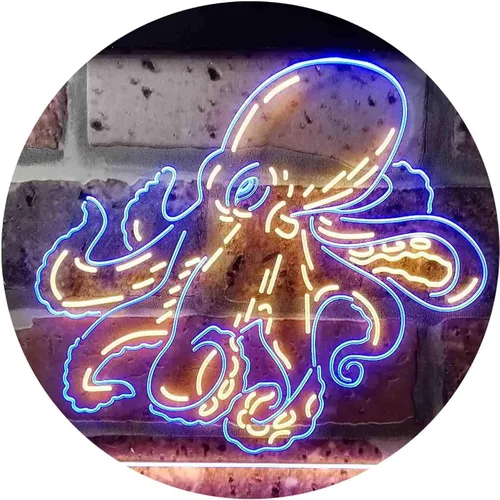 Vista 12 de ADVPRO Octopus Ocean Display Room Dual Color LED Neon Sign Azul y Rojo 12 x 8 pulgadas st6s32-i3734-br