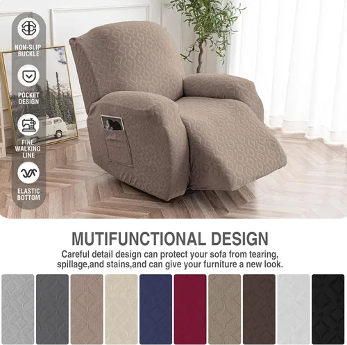 Vista 199 de Gennia Funda Impermeable para Silla Reclinable, Fundas Elásticas para Sofá Reclinable con Bolsillos, Fundas Lavables para Silla Reclinable Lazy Boy