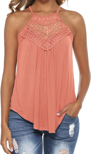 Vista 21 de Bluetime Halter Tops Women Sleeveless Crochet Flowy Cute Summer Tank Tops Negro