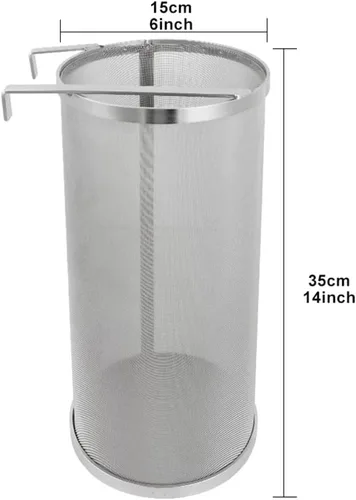 Vista 2 de Colador de araña de 300 micrones de 6 x 14 pulgadas para hervidor de filtro de cerveza casera