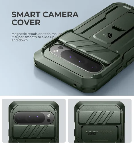 Vista 3 de Dexnor Funda para Google Pixel 9 Pro XL con cubierta deslizante para cámara y protector de pantalla integrado y soporte de alta resistencia, funda