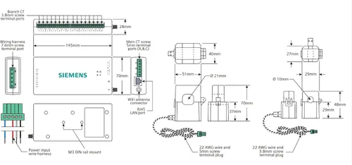 Vista 6 de SIEMENS Inhab Monitor de Energía Inteligente para el Hogar con Sensores de Nivel de Circuito de 16-50 Amperios y 2 Sensores Principales de 200