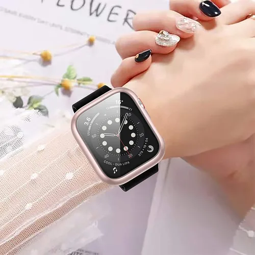 Vista 6 de Paquete de 12 fundas para Apple Watch de 38 mm Series 3/2/1 con protector de pantalla de vidrio templado, funda protectora HD para el iWatch