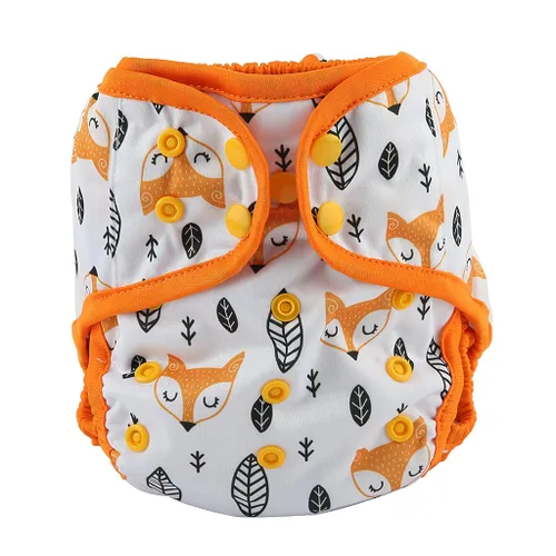 Vista 10 de Funda de pañal de tela de talla única con refuerzo doble (dinosaurio bebé), talla única