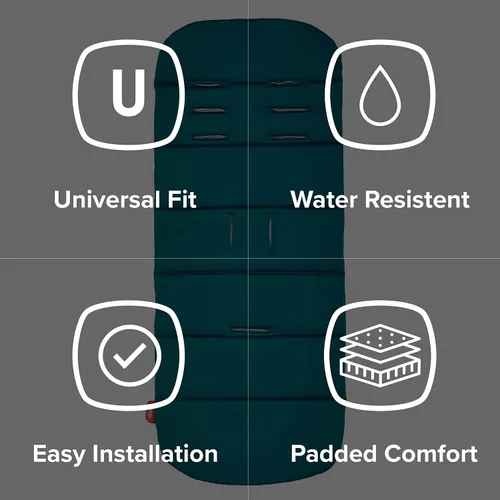 Vista 9 de Diono Forro de asiento de bebé para cochecito, forro reversible para asiento de cochecito con acolchado de felpa, forro 100% resistente al agua