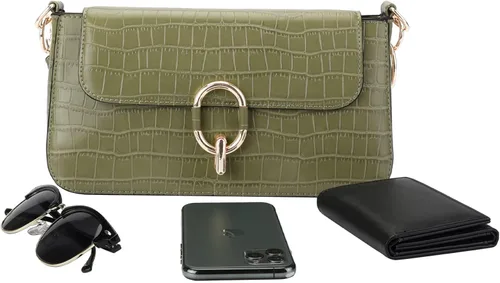 Vista 5 de Bolso bandolera para mujer diseño de cocodrilo