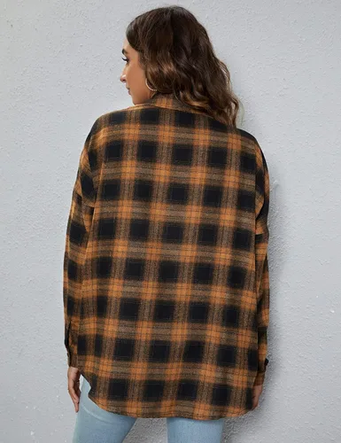 Vista 4 de Blooming Jelly - Camisas de franela con botones para mujer, de manga larga, con cuello de solapas, mezcla de chaqueta y camisa, para negocios o uso
