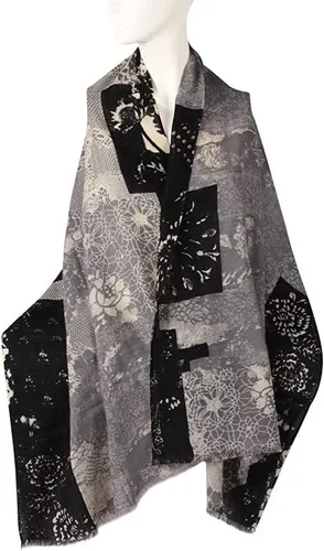 Vista 3 de Temminc Bufandas de lana 100% para hombres y mujeres, bufanda de tartán de pashmina, bufanda de invierno de punto de rayas verticales